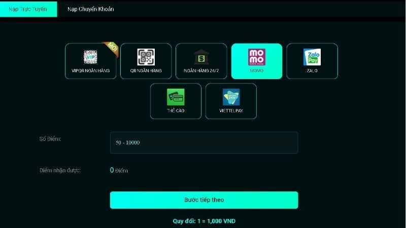 TRANG CHỦ 37 Hướng dẫn nạp tiền tại Vuabai 9